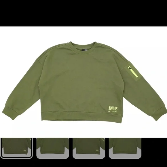 Adidas  Womens Focus Olive Crew Pullover Sweatshirt Size large - Picture 3 of 7